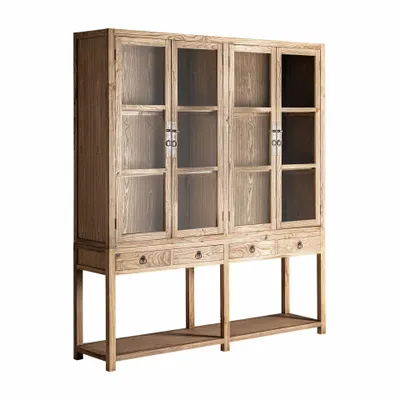 Wardrobe - Showcase in brown elm wood 200x45x225 cm - VICAL