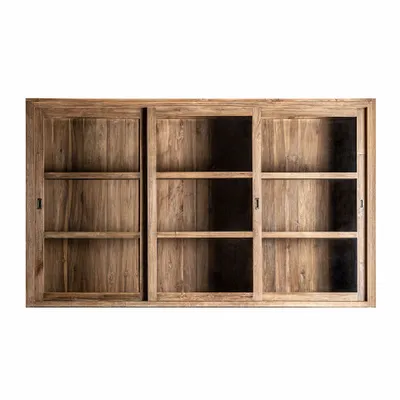 Wardrobe - Brown railway wooden display case 240x48x143 cm - VICAL