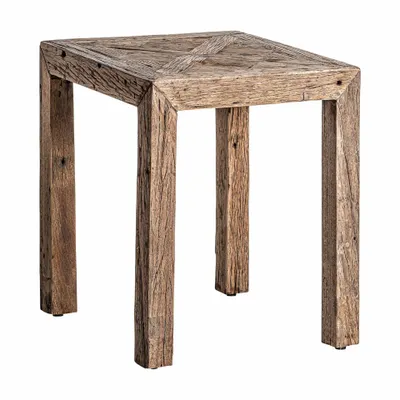 Other tables - Brown reclaimed wood coffee table 55x55x61 cm - VICAL