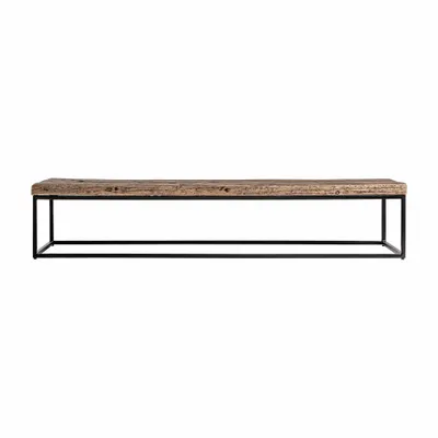 Coffee tables - Black reclaimed wood coffee table 180x60x36 cm - VICAL