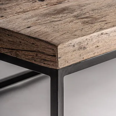 Coffee tables - Black reclaimed wood coffee table 180x60x36 cm - VICAL