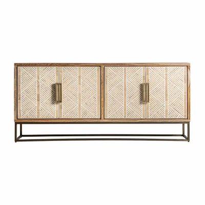 Sideboards - Light brown mango wood sideboard 180x40x81 cm - VICAL