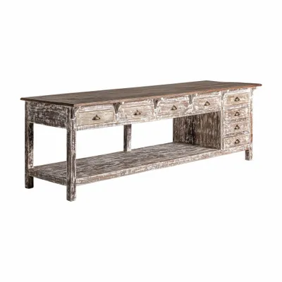 Bureaux - Pupitre en bois tropical blanc 274x88x90 cm - VICAL