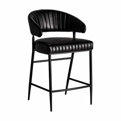 Tabourets - Tabouret en peau noir 55x59x93 cm - VICAL