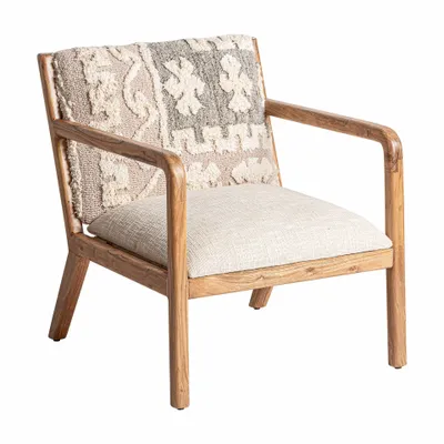 Armchairs - Light brown mango wood armchair 64x72x76 cm - VICAL