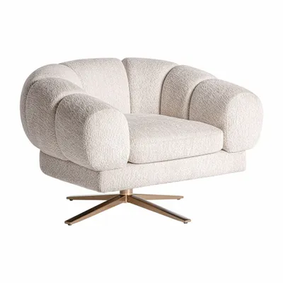 Fauteuils - Fauteuil en velours blanc cassé 95x84x68 cm - VICAL