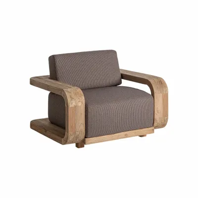 Armchairs - Brown railway wooden armchair 110x100x84 cm - VICAL