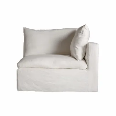 Sofas - White linen corner 103x96x84 cm - VICAL