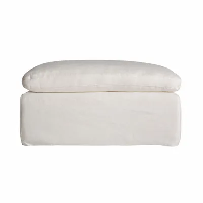 Sofas - Footstool sofa module in white linen 90x90x48 cm - VICAL