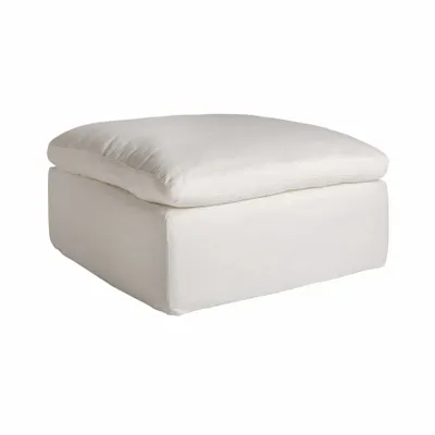 Sofas - Footstool sofa module in white linen 90x90x48 cm - VICAL