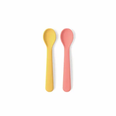 Children's mealtime - Silicone Spoon Set - Mimosa / Coral - EKOBO