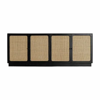 Sideboards - Black mango wood sideboard 206x54x80 cm - VICAL