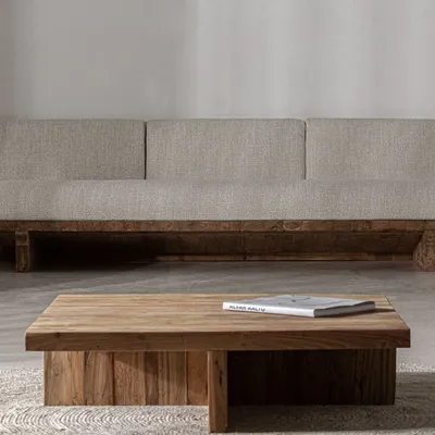 Sofas - Cream railway wooden sofa 265x102x80 cm - VICAL