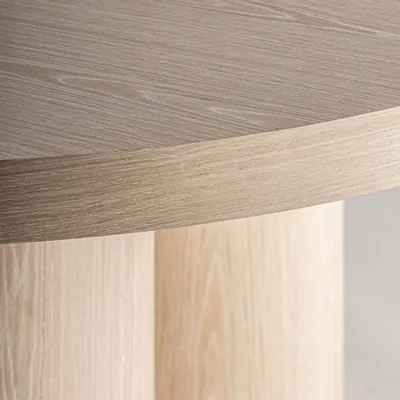 Dining Tables - Cream oak wood living room table 150x150x76 cm - VICAL