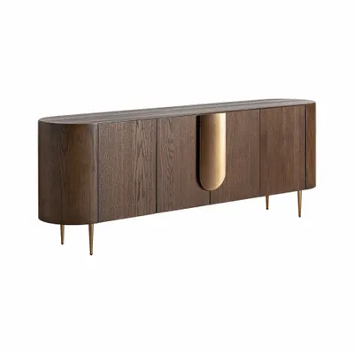 Buffets - Buffet en bois de chêne marron 220x48x81 cm - VICAL