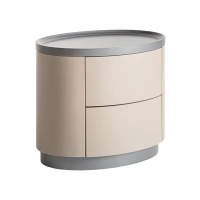 Night tables - Cream MDF wooden bedside table 60x42x50 cm - VICAL