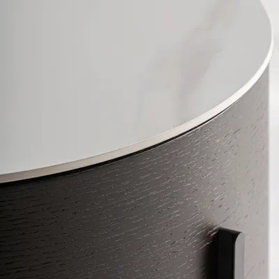 Night tables - Brown counter-veneered wooden bedside table 45x45x43 cm - VICAL