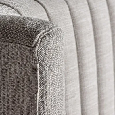 Beds - Gray polyester bed 220x200x125 cm - VICAL