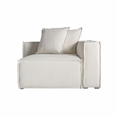 Sofas - White linen corner 110x110x85 cm - VICAL