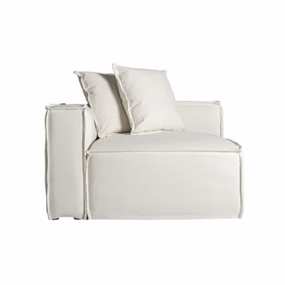 Sofas - White linen corner 110x110x85 cm - VICAL