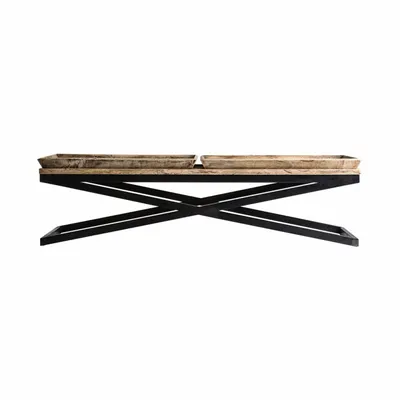 Coffee tables - Coffee table in aged black iron in 162x60x41 cm - VICAL