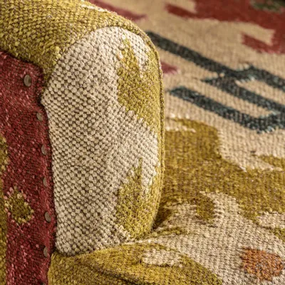 Armchairs - Armchair in mango wood light tones kilim in 82x83x90 cm - VICAL