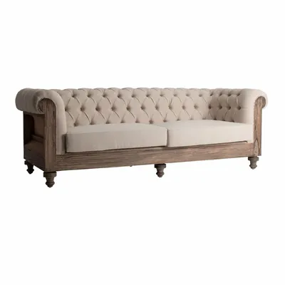 Canapés - Sofa en bois tropical beige  en 238x90x80 cm - VICAL