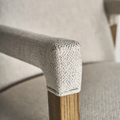 Chairs - Cream linen chair in 60x65x85 cm - VICAL