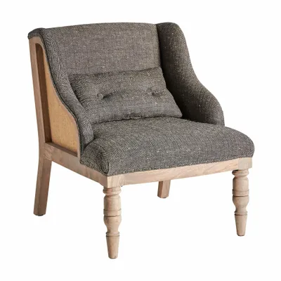 Armchairs - Gray mango wood armchair in 64x63x75 cm - VICAL