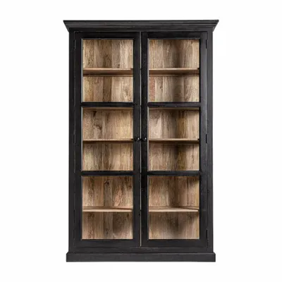 Wardrobe - Black mango wood display case in 135x40x210 cm - VICAL