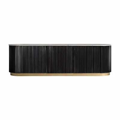 Meubles TV - Meuble tv en marbre noir  en 170x40x50 cm - VICAL