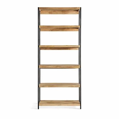 Shelves - Black mango wood shelf in 90x40x214 cm - VICAL