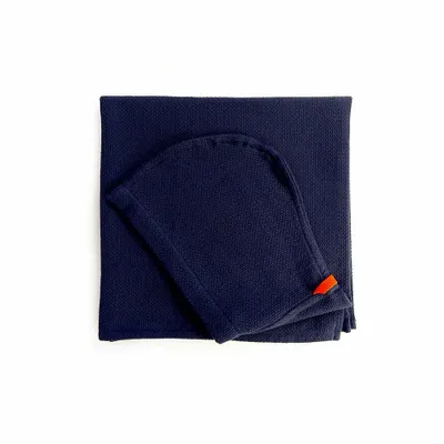Kids accessories - Organic Cotton Kids Hooded Towel - Midnight Blue - EKOBO