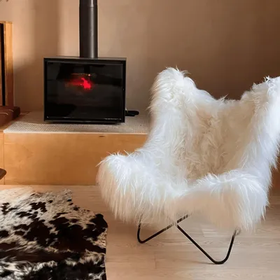 Design objects - Butterfly armchair in Icelandic sheepskin - French leather - MAISON THURET