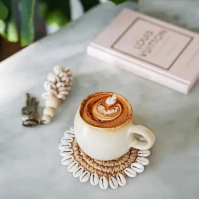 Placemats - The Raffia Shell Coaster - Natural - BAZAR BIZAR LIVING