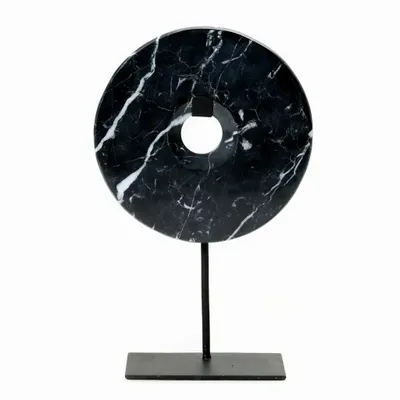Objets de décoration - Marble Disc Sur Pied - Noir - L - BAZAR BIZAR LIVING