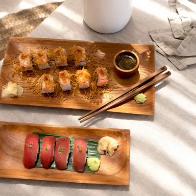 Platter and bowls - The Teak Root Sushi Plate - L - BAZAR BIZAR LIVING