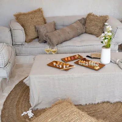 Table linen - The Linen Tablecloth - Beige - 150x200 - BAZAR BIZAR LIVING