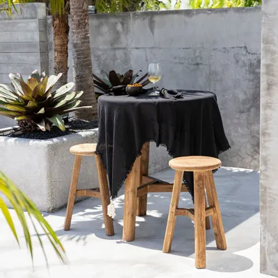 Table linen - The Linen Tablecloth - Black - 150x150 - BAZAR BIZAR LIVING