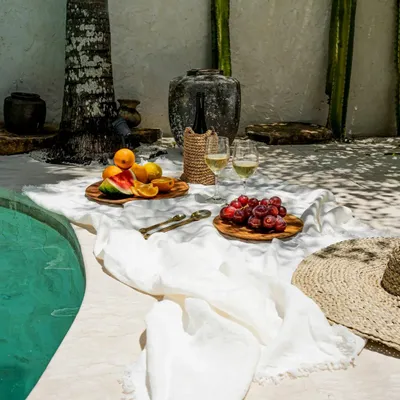 Linge de table textile - La Nappe en Lin - Blanc - 150x250 - BAZAR BIZAR LIVING