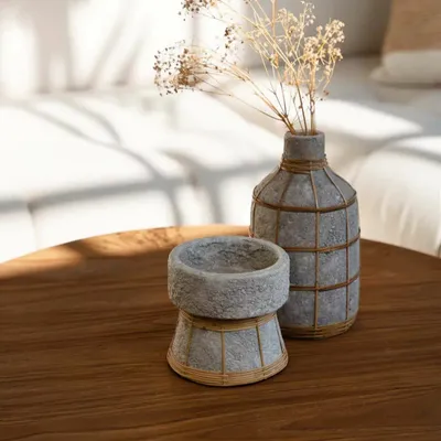 Candlesticks and candle holders - The Serene Candle Holder - Concrete Natural - S - BAZAR BIZAR LIVING