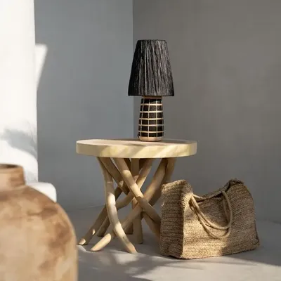 Table lamps - The Naxos Table Lamp - Black Natural - BAZAR BIZAR LIVING