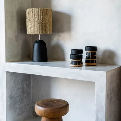 Bougeoirs et photophores  - Bougeoir The Serene, noir naturel, L - BAZAR BIZAR LIVING