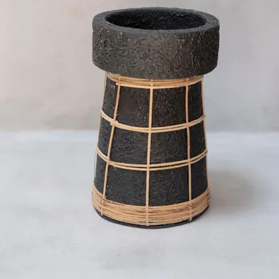 Candlesticks and candle holders - The Serene Candle Holder - Black Natural - L - BAZAR BIZAR LIVING