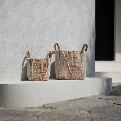 Boîtes de rangement  - Le Panier Macramé À Stitches Droits - Naturel Blanc - S - BAZAR BIZAR LIVING