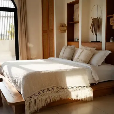 Throw blankets - The Gypsy Bed Throw - Natural - BAZAR BIZAR LIVING