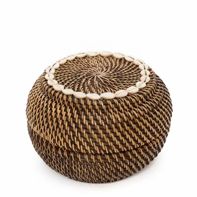 Storage boxes - The Colonial Peek-a-Boo Basket - Natural Brown - M - BAZAR BIZAR LIVING