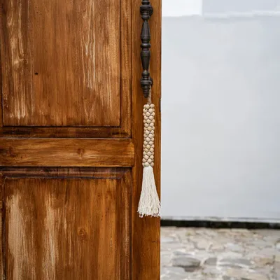Decorative objects - The Wooden Beads with Cotton Tassel - Natural White - BAZAR BIZAR LIVING