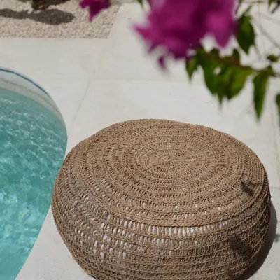 Ottomans - The Seagrass Pouffe - Natural - M - BAZAR BIZAR LIVING