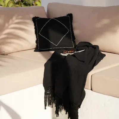 Cushions - The Kasbah Cushion Cover - Black White - BAZAR BIZAR LIVING